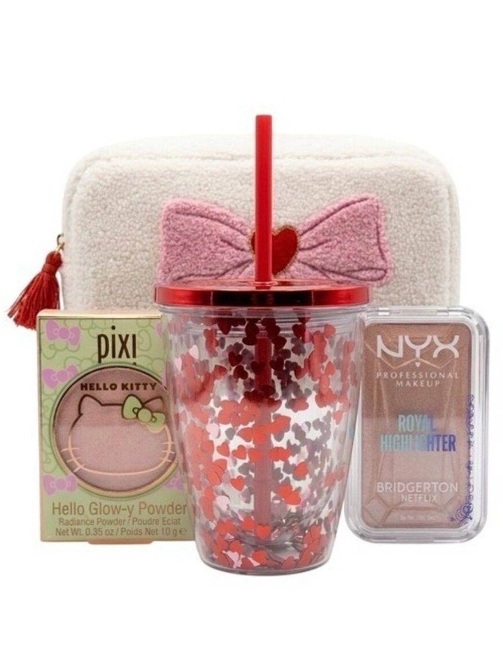 Makeup Lot Pixi Hello Kitty NYX Bridgerton Hearts Bow Bag Coquette Feminine Gift